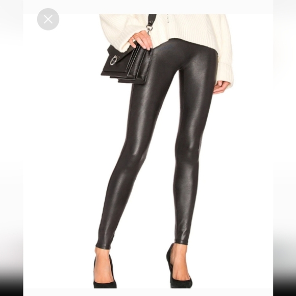 SPANX black faux leather leggings size LG - Picture 2 of 10